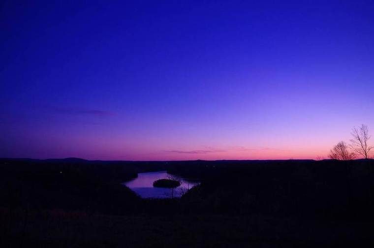 Dale Hollow Lake (Obey River), viewed at dusk from an overlook along Tennessee State Highway 111 near Byrdstown, Pickett County