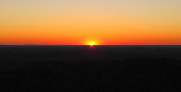 Sunset over the Highland Rim viewed from the Goodpasture Mountain fire tower, Standing Stone State Park, Overton County, TN