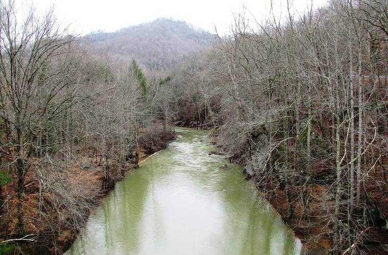The East Fork Obey River, photographed from the bridge along Highway 85 in western Fentress County, where it slices a 10-mile gorge through the Cumberland Plateau