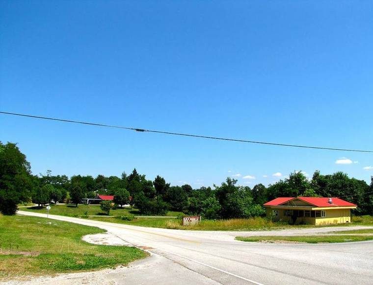 Residential and commercial buildings along State Route 136 in the Timothy locality, northern Overton County, TN