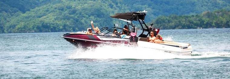 group boating on a lake