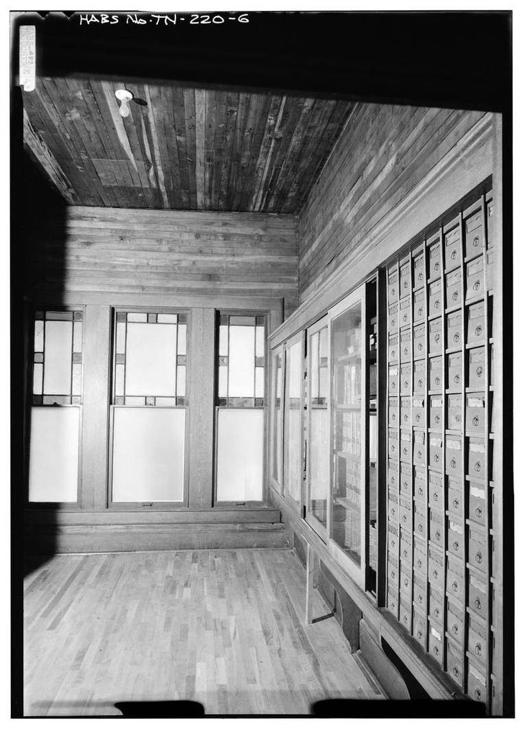 An interior view of the Governor Albert H. Roberts Law Office in Livingston, Tennessee, looking south toward the front of the building.