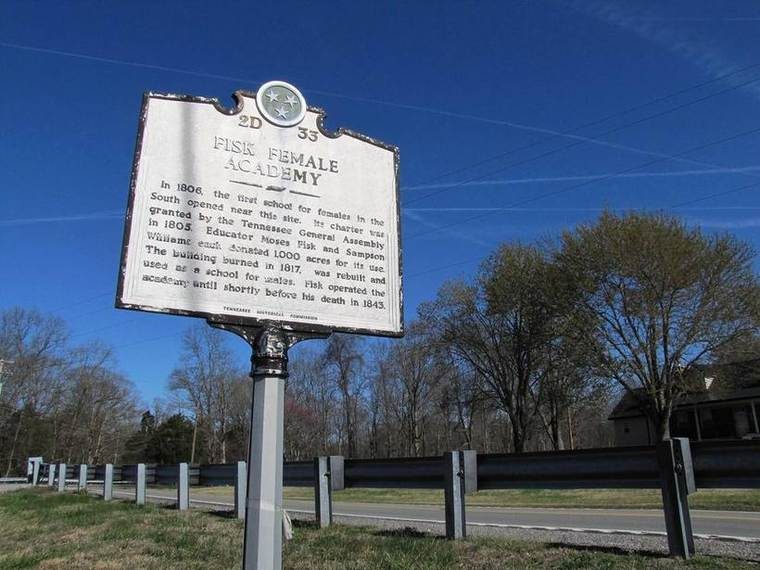 Tennessee Historical Commission marker commemorating the Fisk Female Academy, Hilham, Overton County, TN